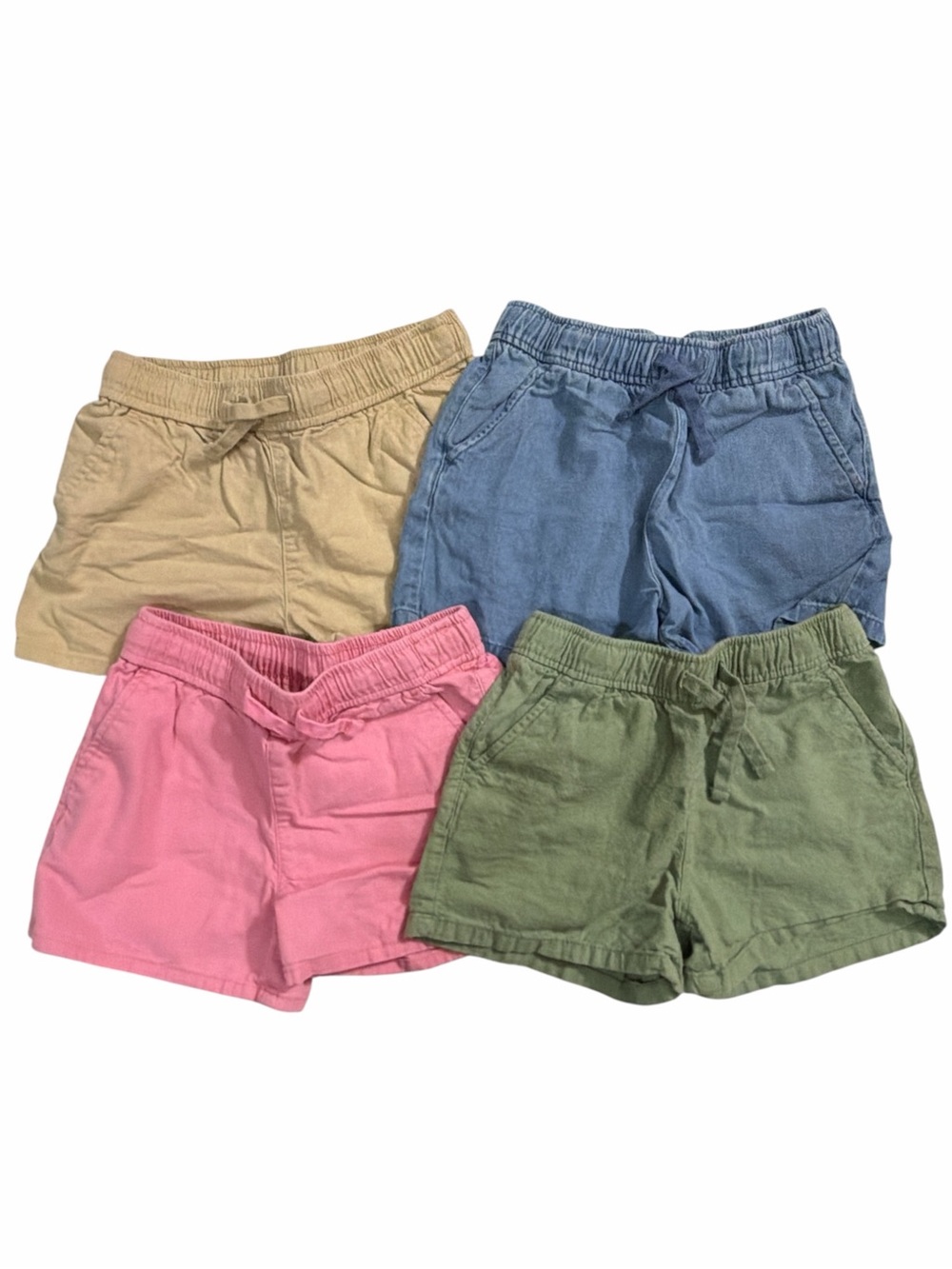 EUC cat & jack Kids Elastic Waist Cotton Shorts - Pink, Blue, Green, Tan 6/7